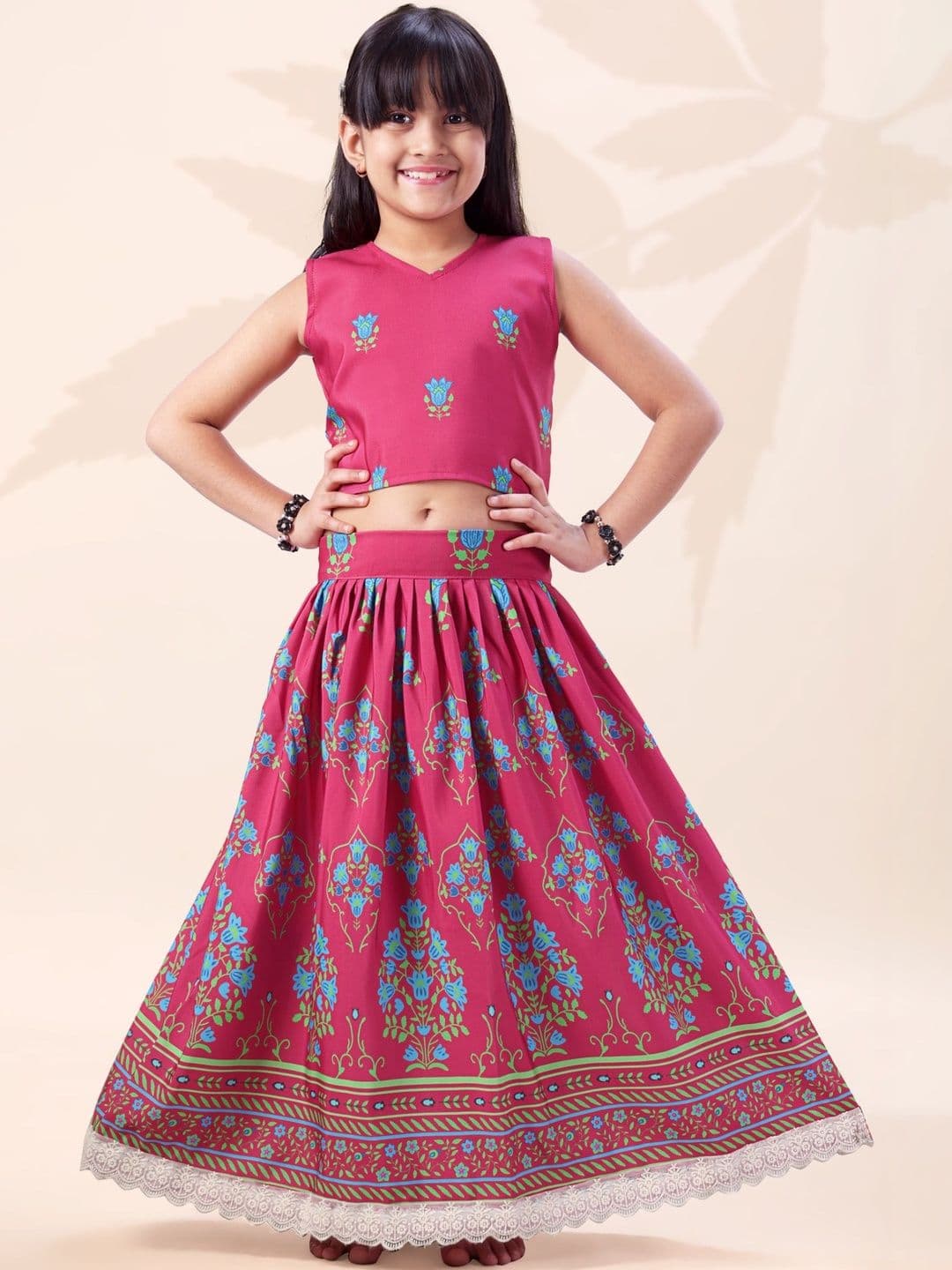 Tiny Twirls Girls Embroidered Ready to Wear Lehenga & - view 1