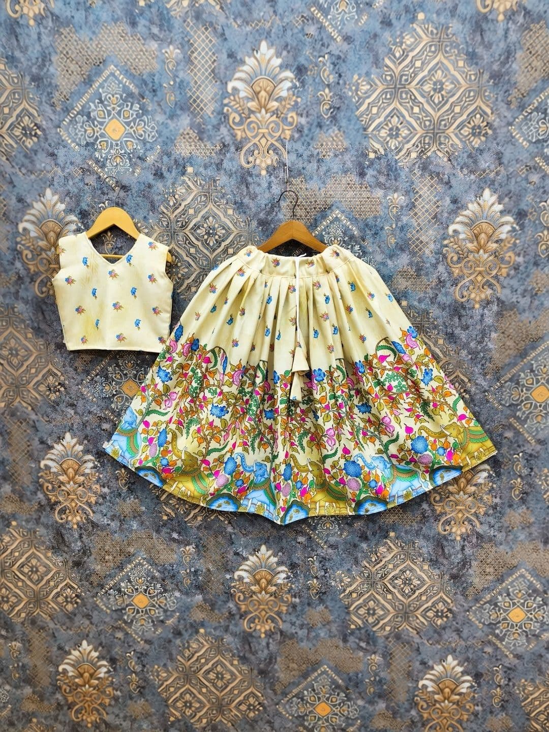 Tiny Twirls Girls Printed Semi-Stitched Lehenga & - view 1