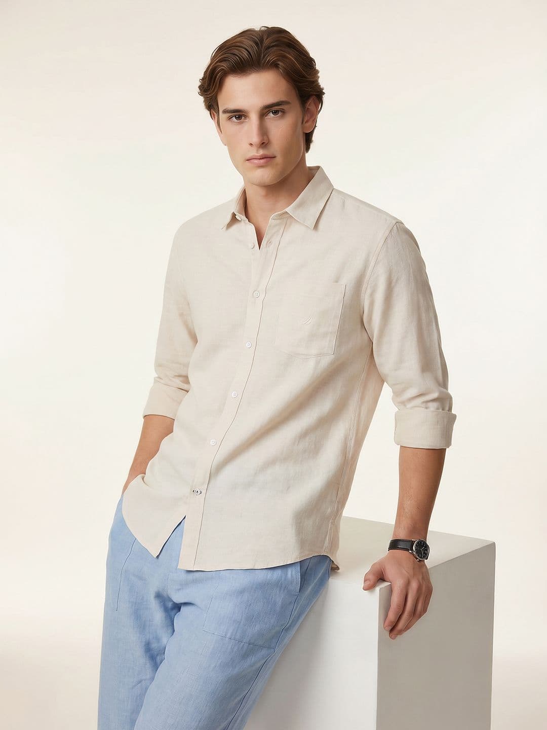 Nautica Slim Fit Cotton Linen Casual Shirt - view 1