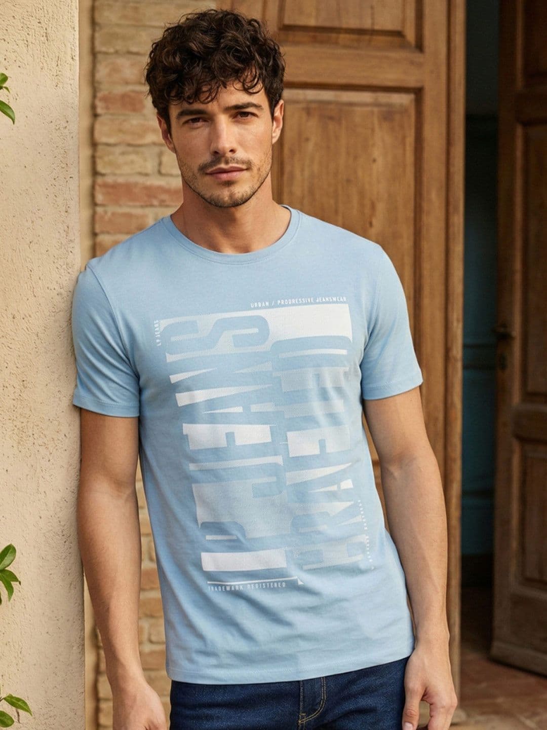 Louis Philippe Jeans Men Blue & White Typography Arsenal Printed T-shirt - view 1
