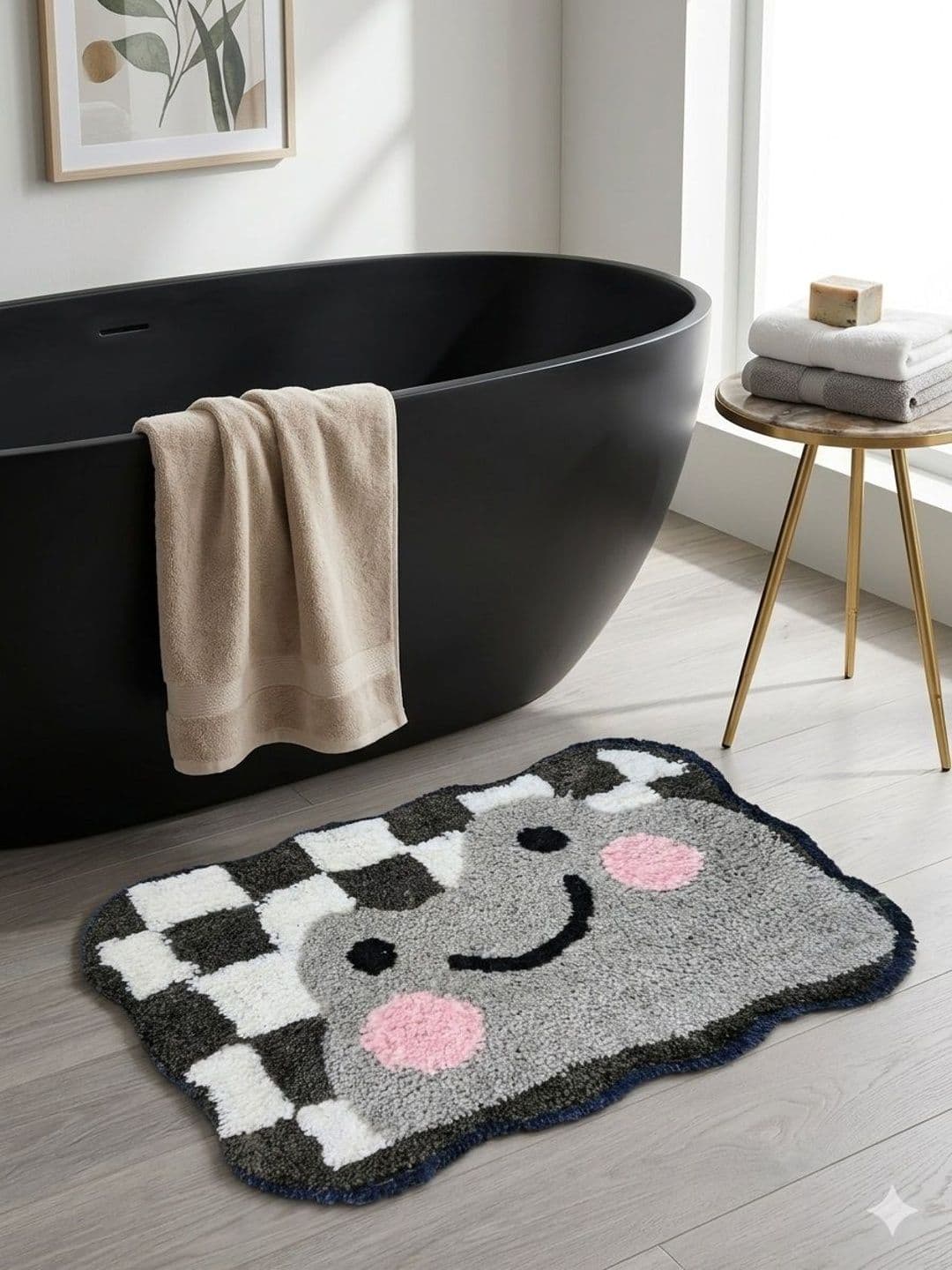 AaHo Decor Grey Happy Froggy Microfiber Non-Slip Bath Rugs - view 1