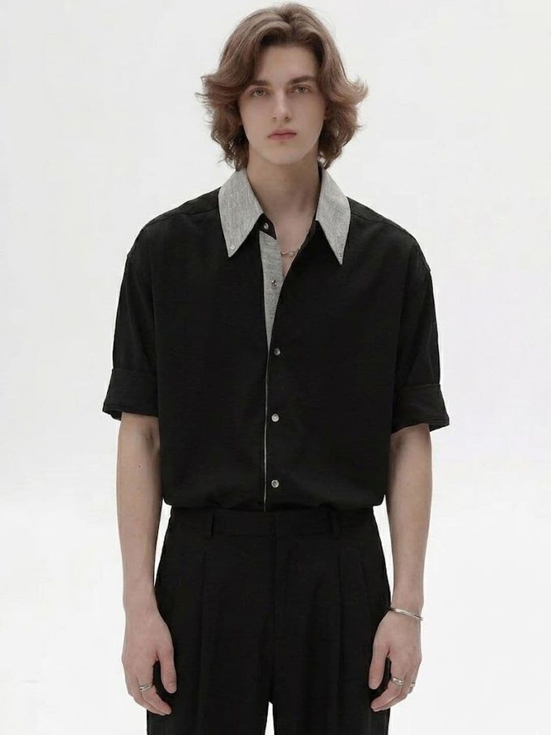 StyleCast x Revolte Black Solid Regular Fit Casual Shirt - view 1