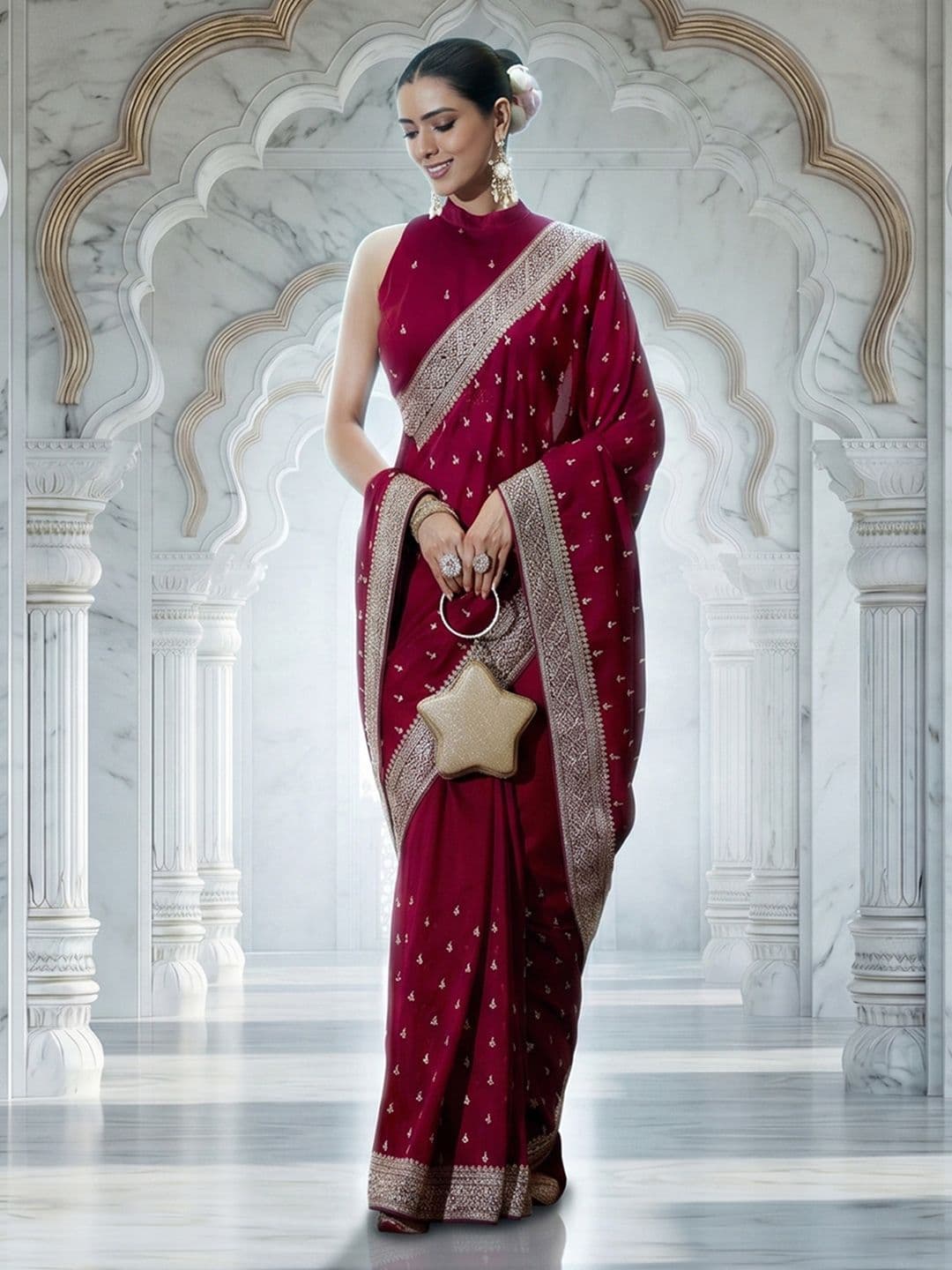 kasee Women Embellished Embroidered Work Saree - view 1