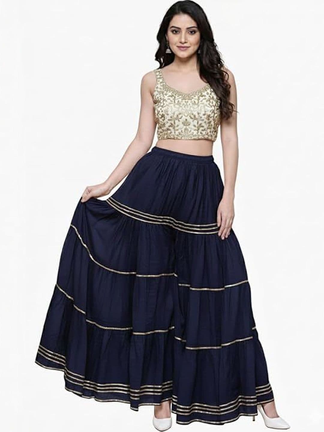 TNQ Women Striped Flared Ethnic Palazzos - view 1