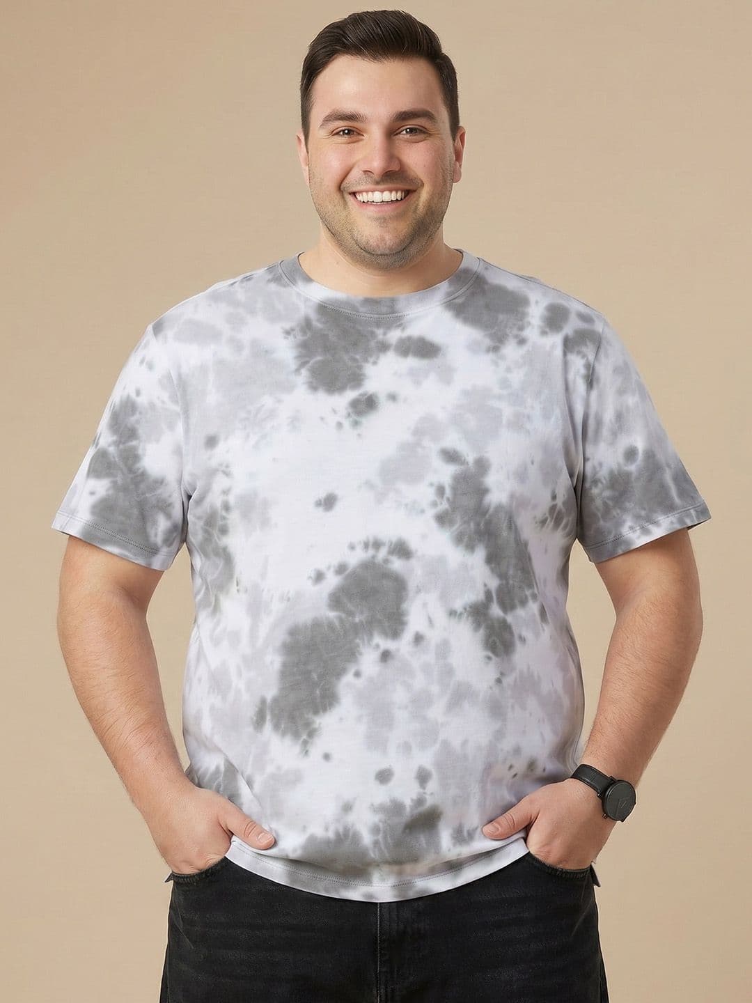 Sztori Plus Size Dyed Pure Cotton T-shirt - view 1