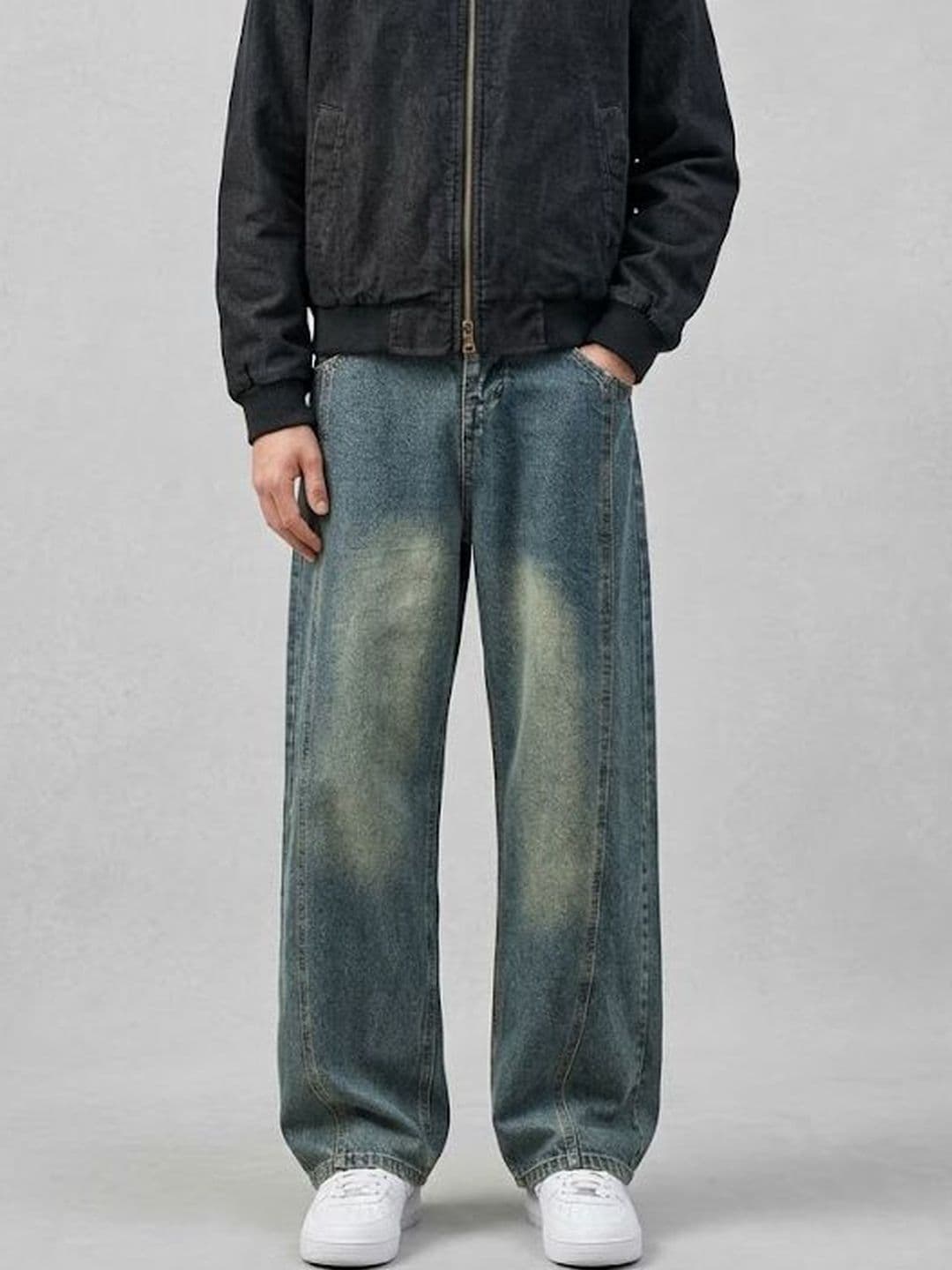 StyleCast x Revolte Men Straight Fit Mid-Rise Low Distress Heavy Fade Jeans - view 1