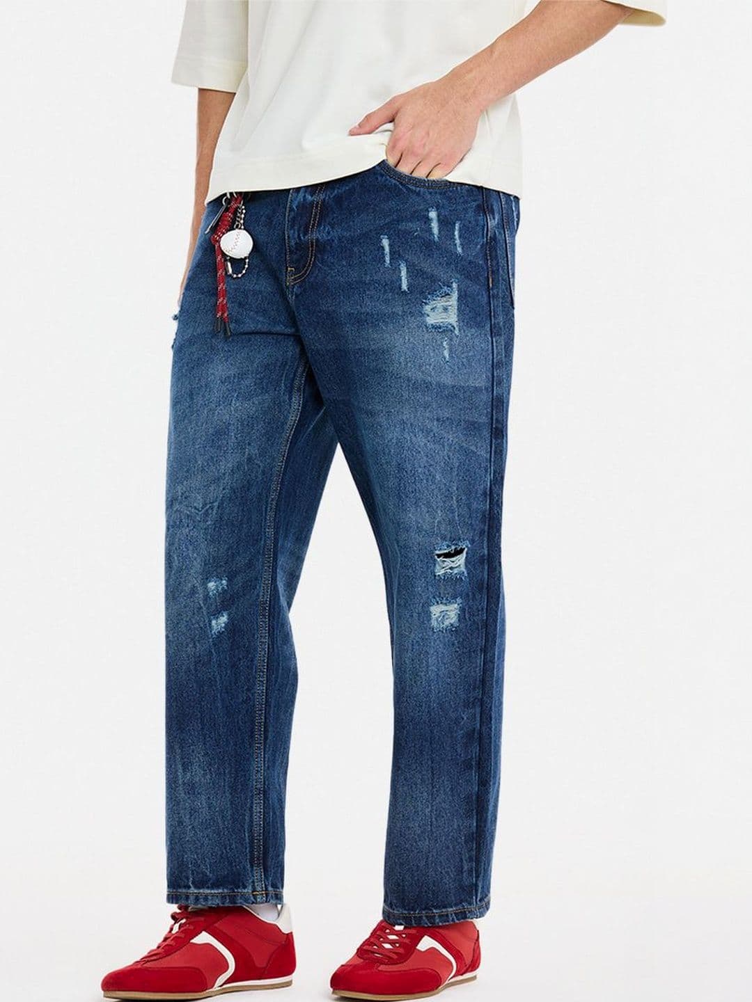 Snitch Dark Blue Mid-Rise Baggy Jeans - view 1