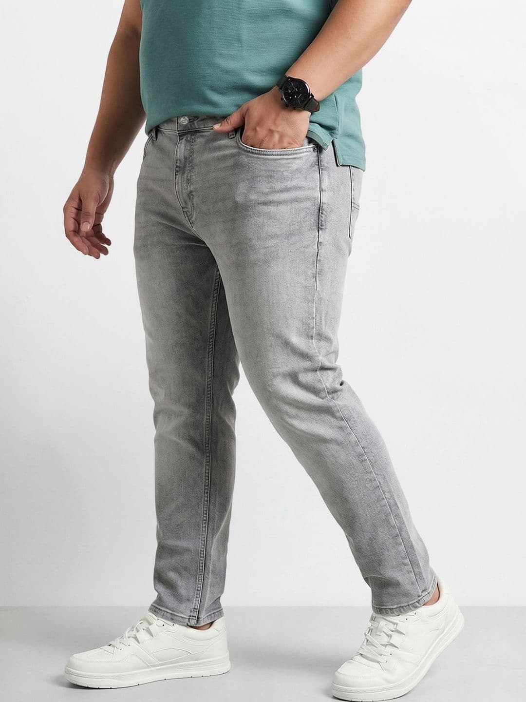 The Indian Garage Co Men Slim Fit Mid-Rise Light Fade Stretchable Jeans - view 1
