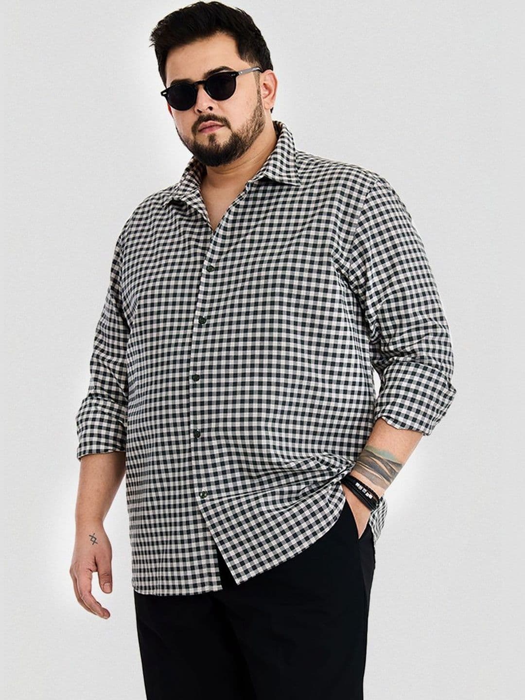 Snitch Dark Green Micro Check Shirt - view 1