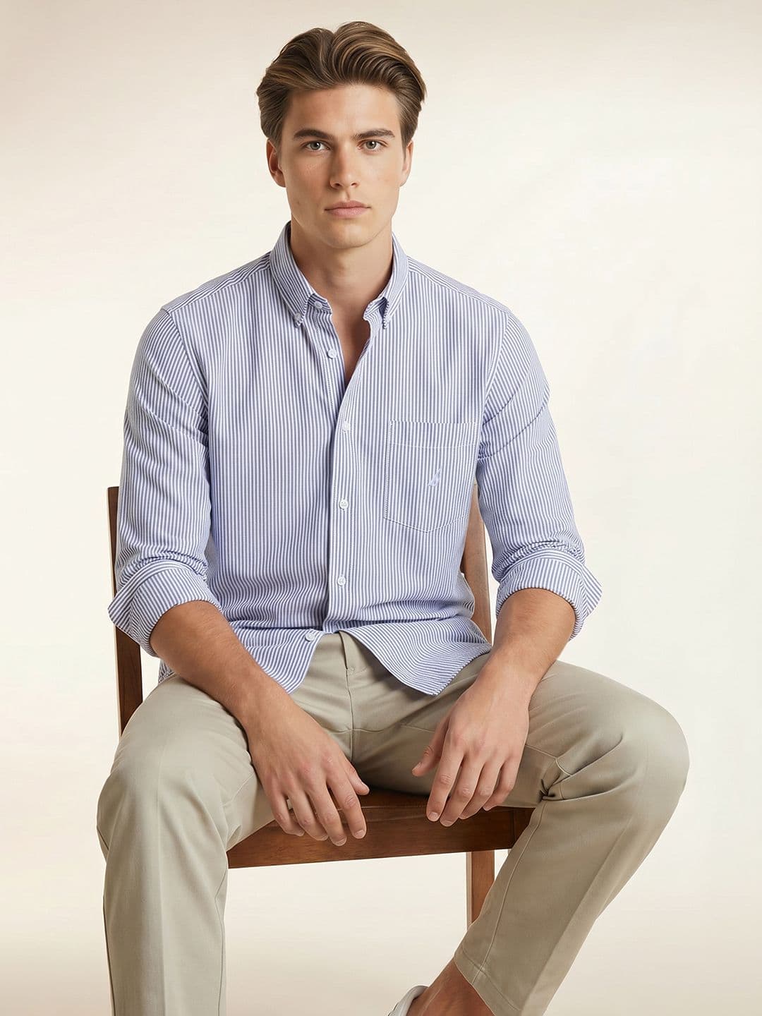 Nautica Slim Fit Vertical Striped Cotton Linen Casual Shirt - view 1