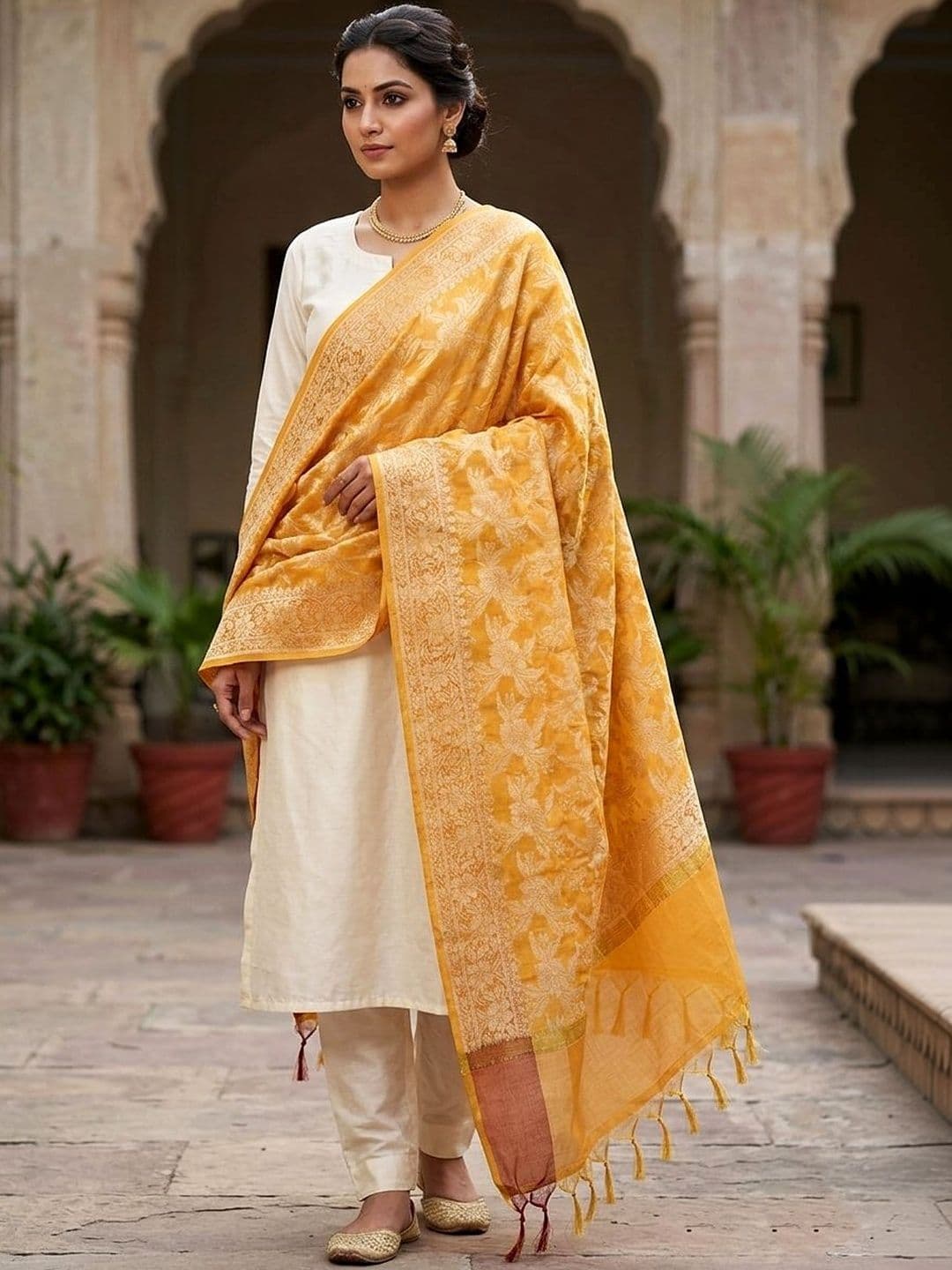 Naveera Woven Design Dupatta with Zari - view 1