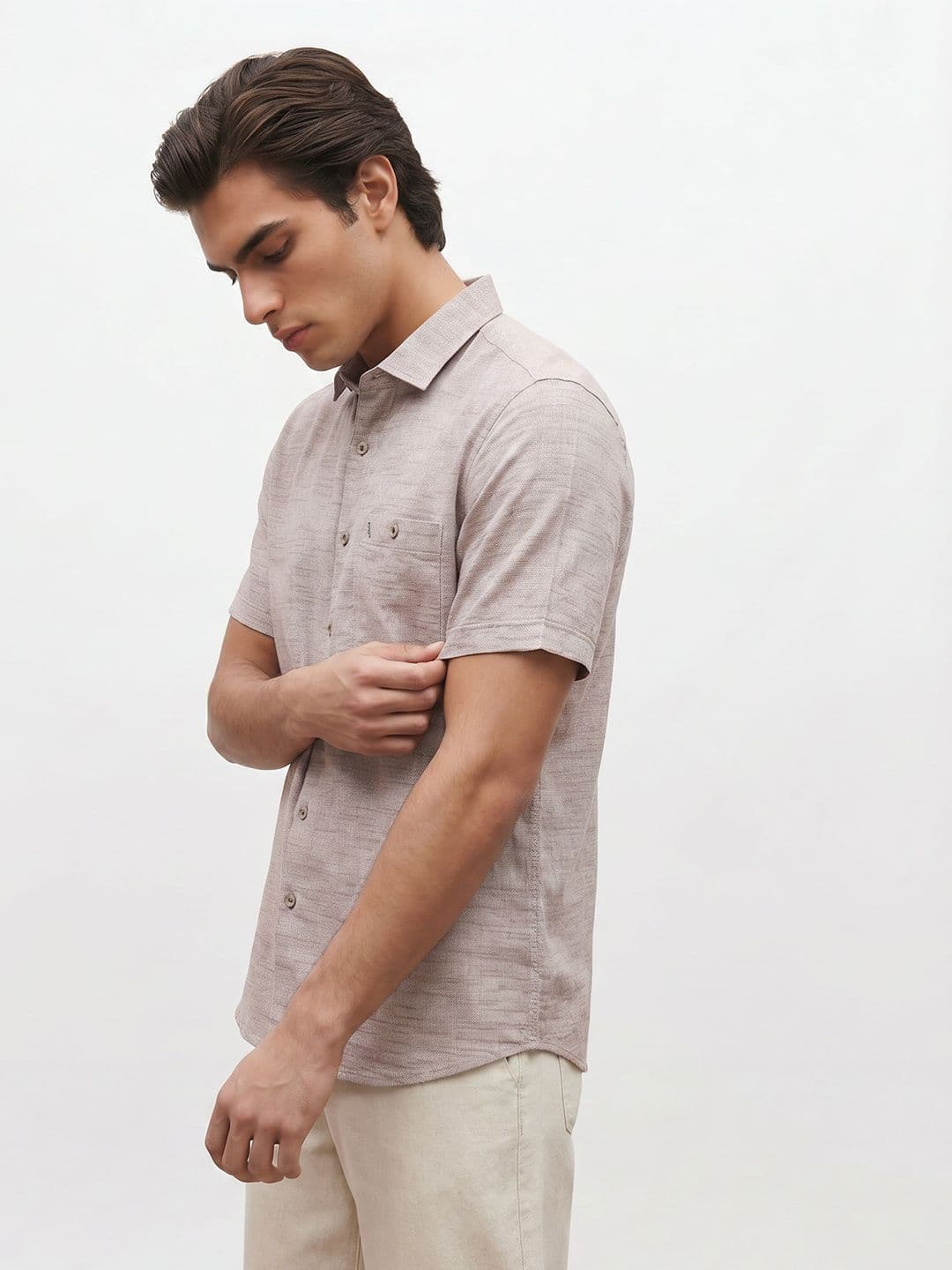 Mr Bowerbird Self Design Cotton Linen Casual Shirt - view 1