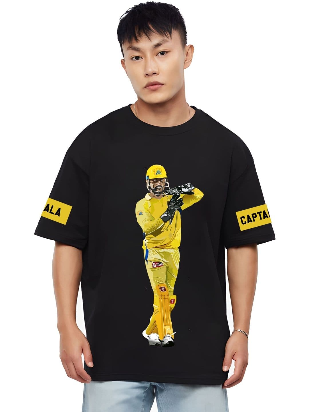 Modera CSK M S Dhoni IPL Graphic Printed Drop Shoulder Men Oversized T-shirt - view 1
