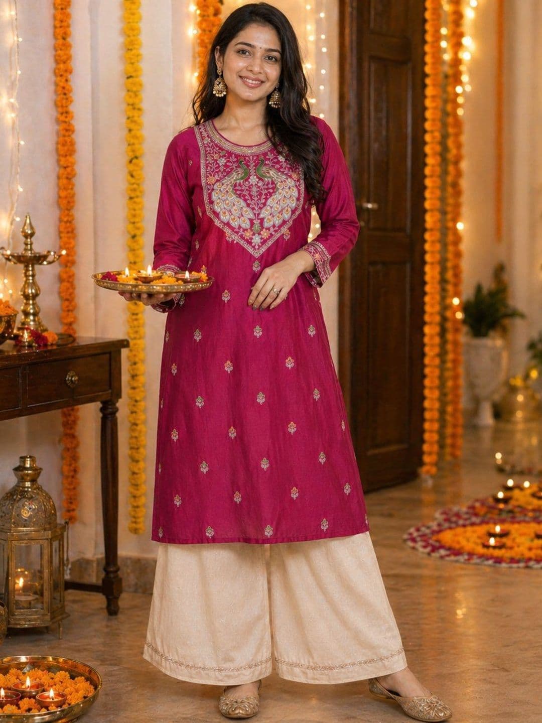 rarethread Women Embroidered Thread Work Kurta - view 1