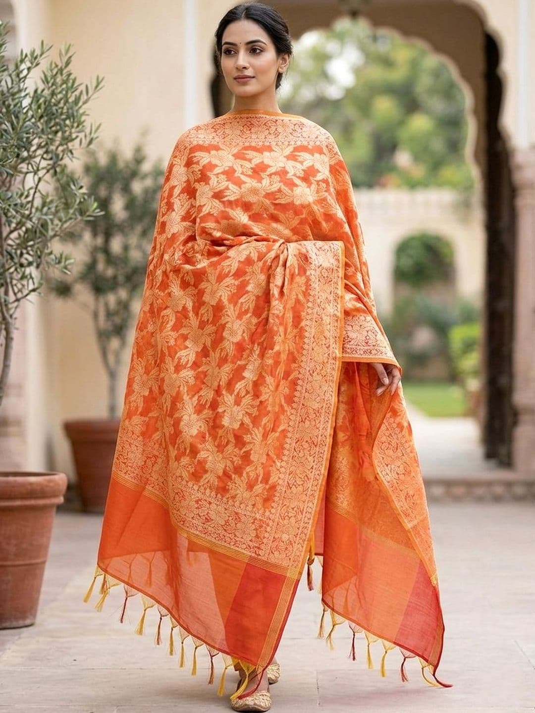 Naveera Woven Design Dupatta with Zari - view 1