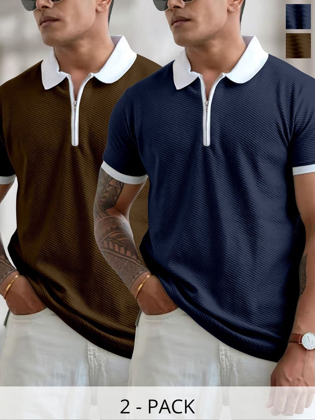 CHROVEL Men 2 Polo Collar T-shirt - view 1