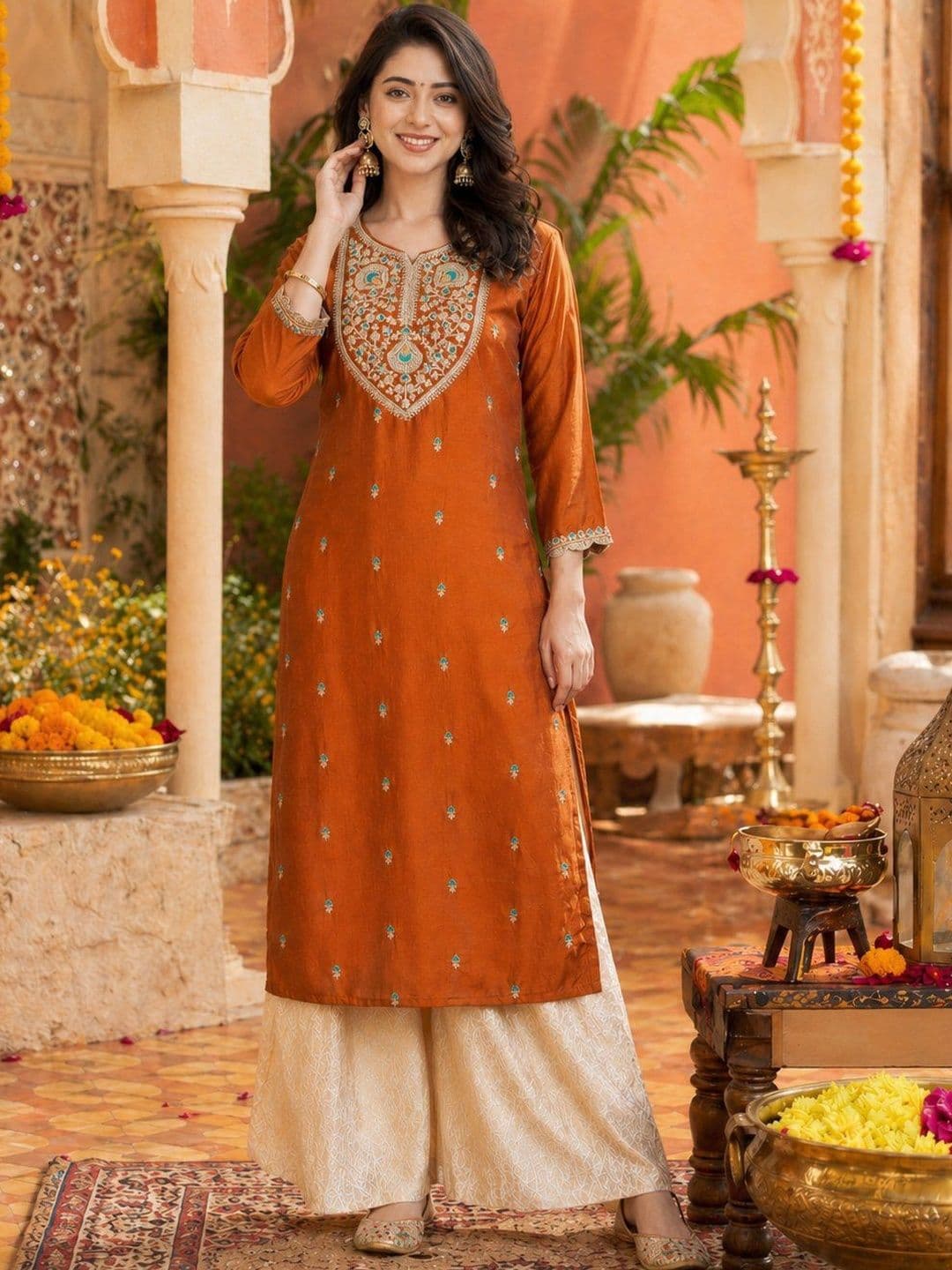 rarethread Women Embroidered Thread Work Kurta - view 1