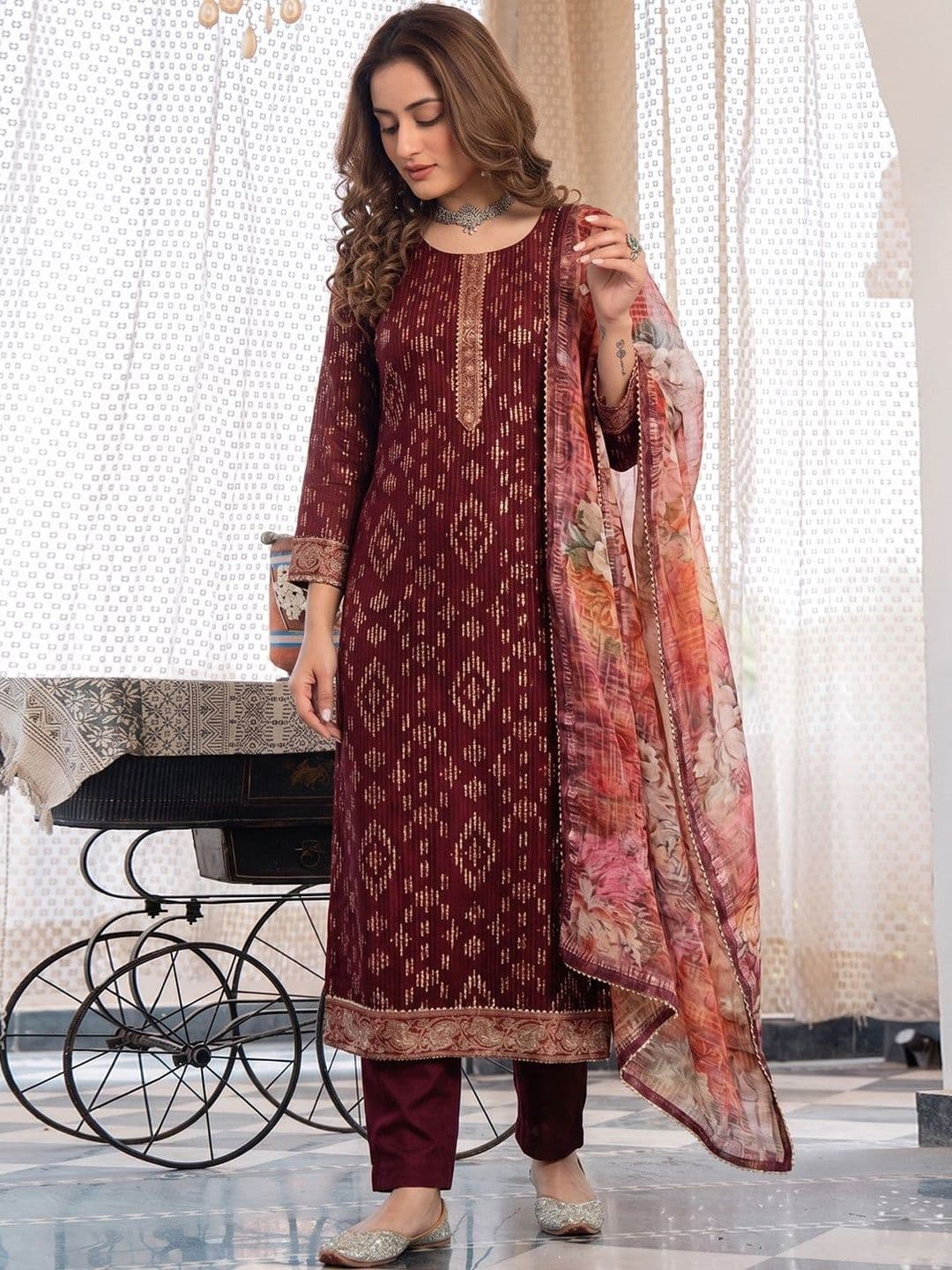 Anouk Women Ethnic Motifs Printed Regular Kurta with Trousers & With Dupatta - view 1