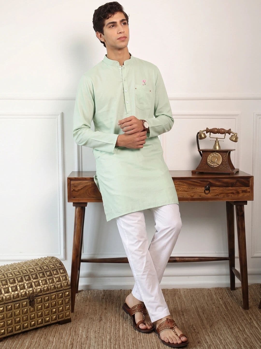 House of Pataudi Pure Cotton Jashn Straight Republic Day Republic Day Kurta - view 1