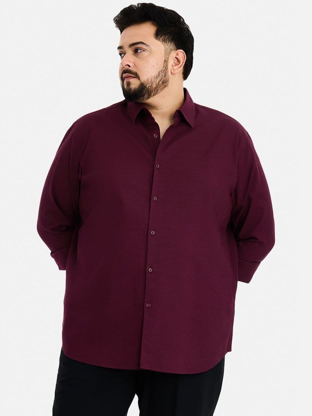 Snitch Plus Size Regular Fit 100% Cotton Textured Shirt - view 1