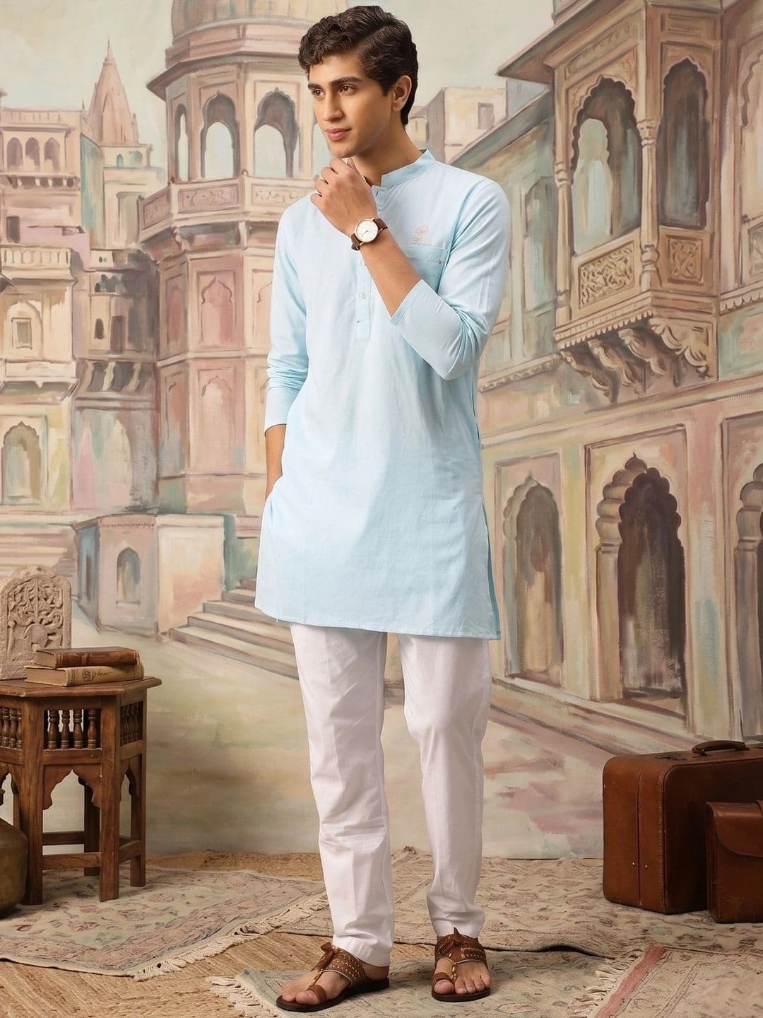 House of Pataudi Pure Cotton Jashn Straight Kurta - view 1