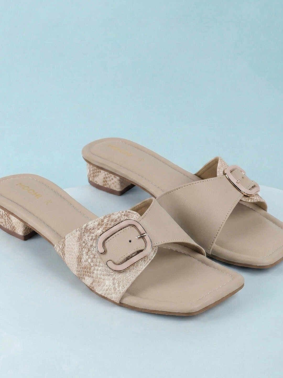 Mochi Textured Block Mules with Buckles - view 1
