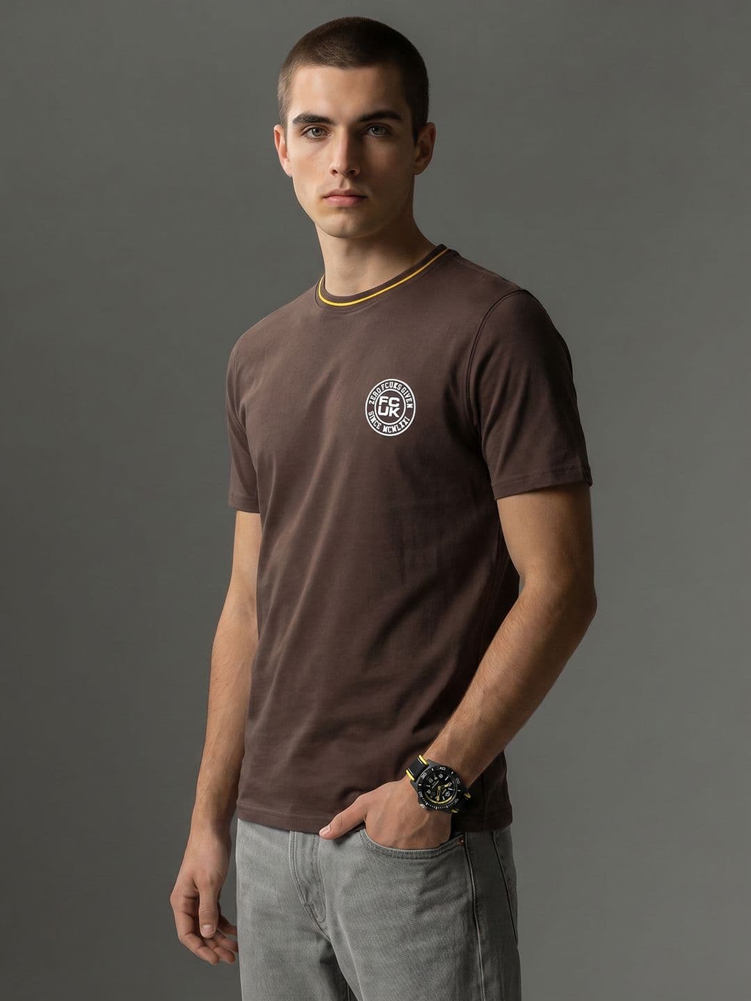 FCUK Round Neck Pure Cotton T-Shirt - view 1