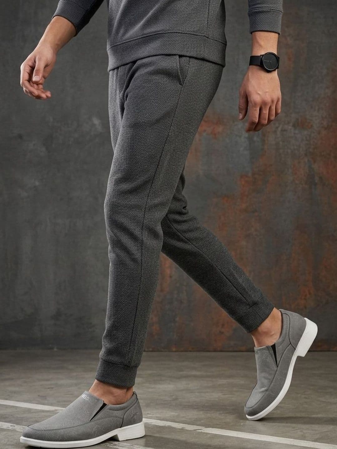 HOS Men Textured PU Loafers - view 1