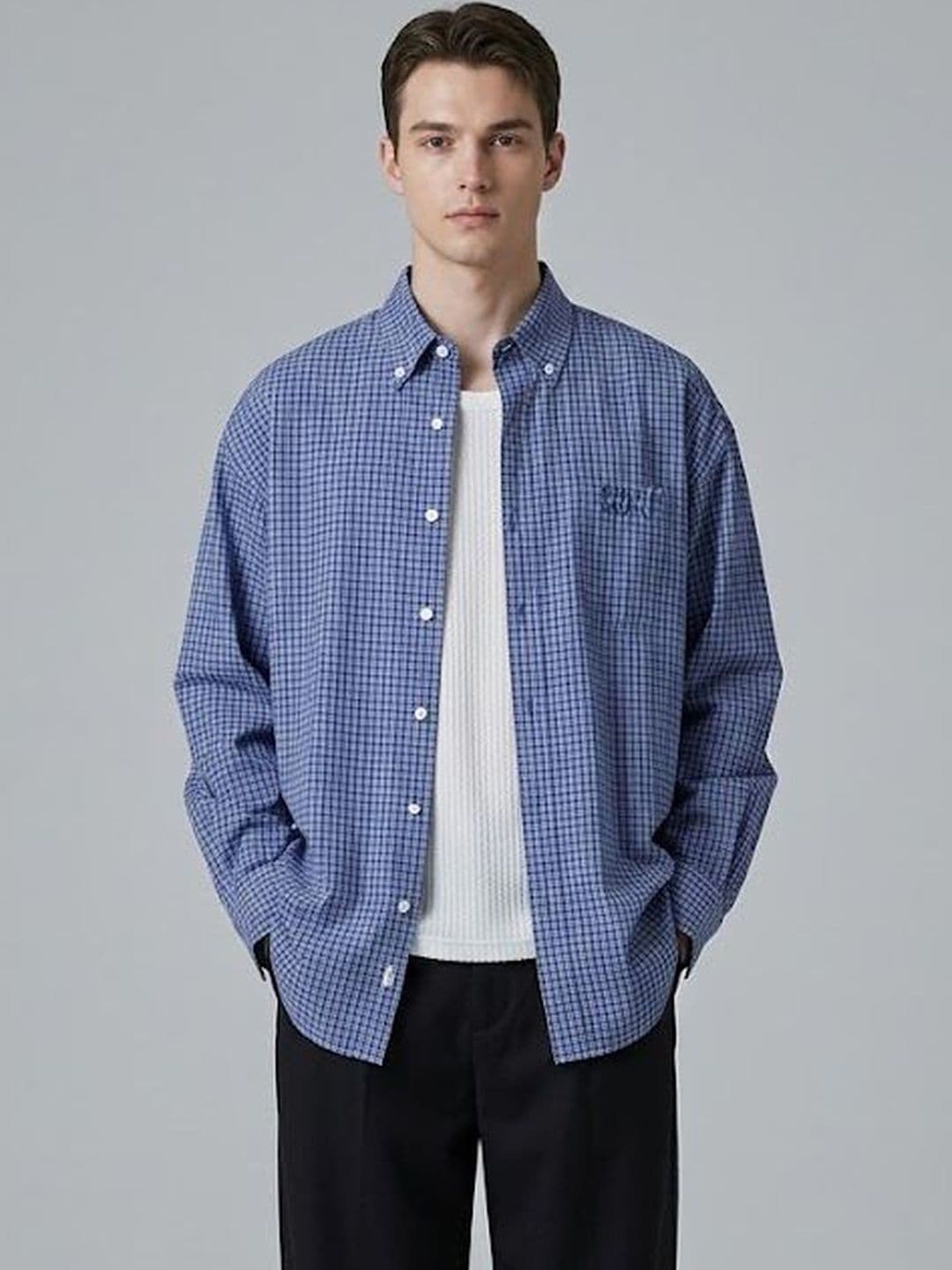 Suo Men Tailored Fit Gingham Checks Checked Casual Shirt - view 1