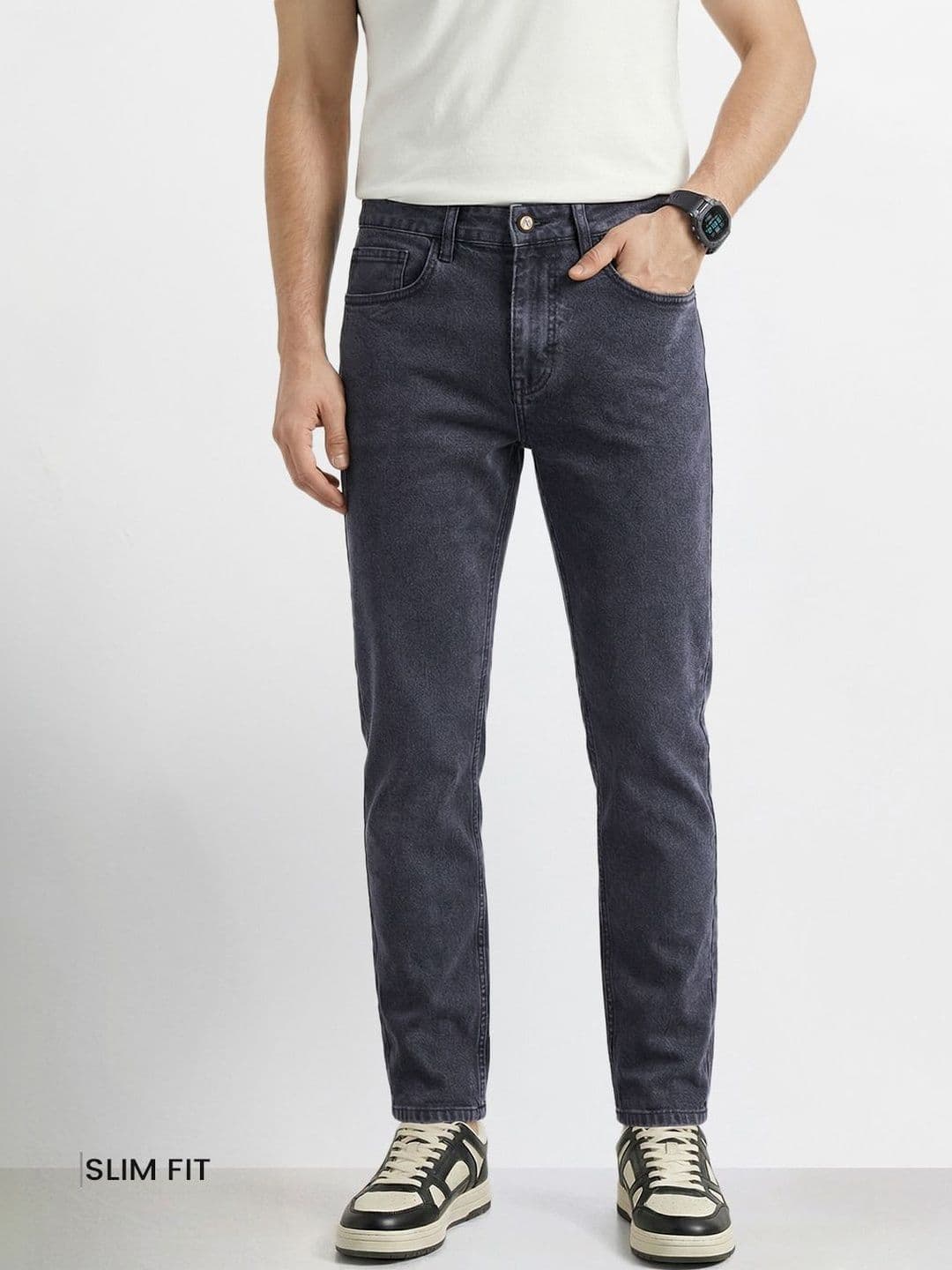 The Indian Garage Co Men Slim Fit Mid-Rise Light Fade Stretchable Jeans - view 1