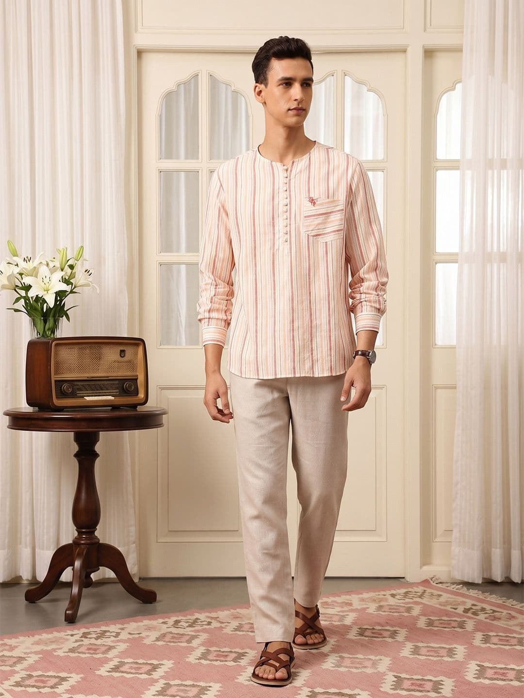 House of Pataudi Striped Rozana Kurta - view 1