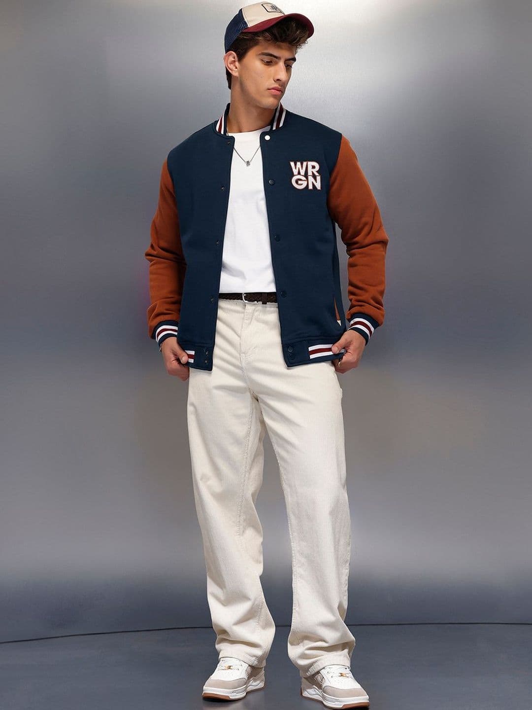 WROGN Men Colourblocked Fleece Blend Bomber Jacket - view 1