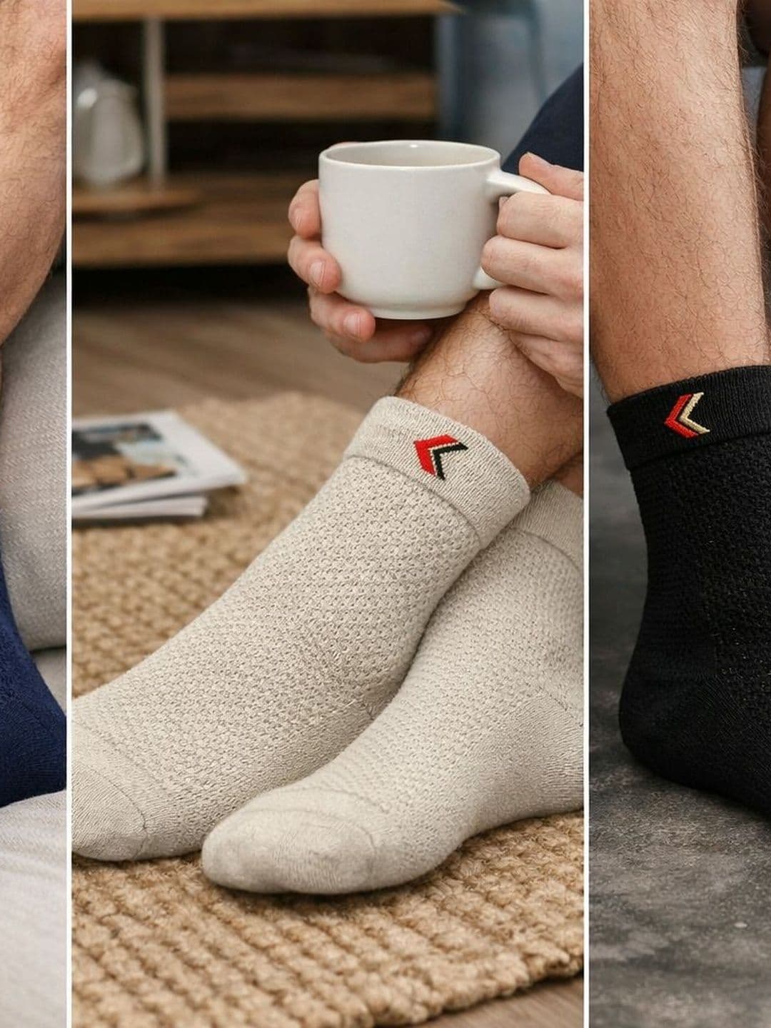 TEEMOODS Men Pack of 3 Assorted Patterned Above Ankle Bamboo Socks - view 1