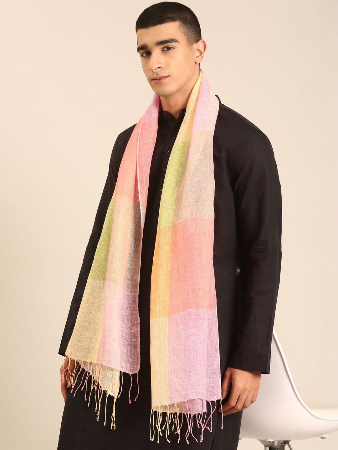 Linen Club Unisex Checked Stole - view 1