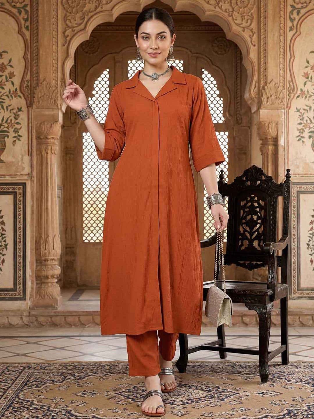 House of Pataudi Shirt Collar Kurta & Trousers - view 1