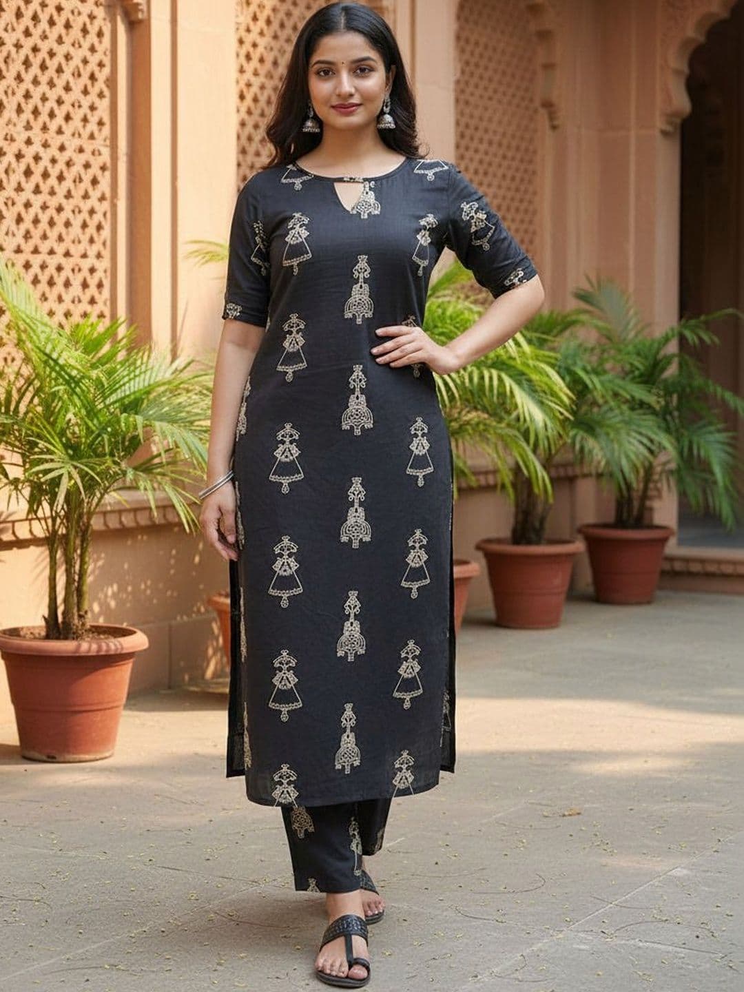 Twika Women Floral Regular Kurta with Trousers - view 1