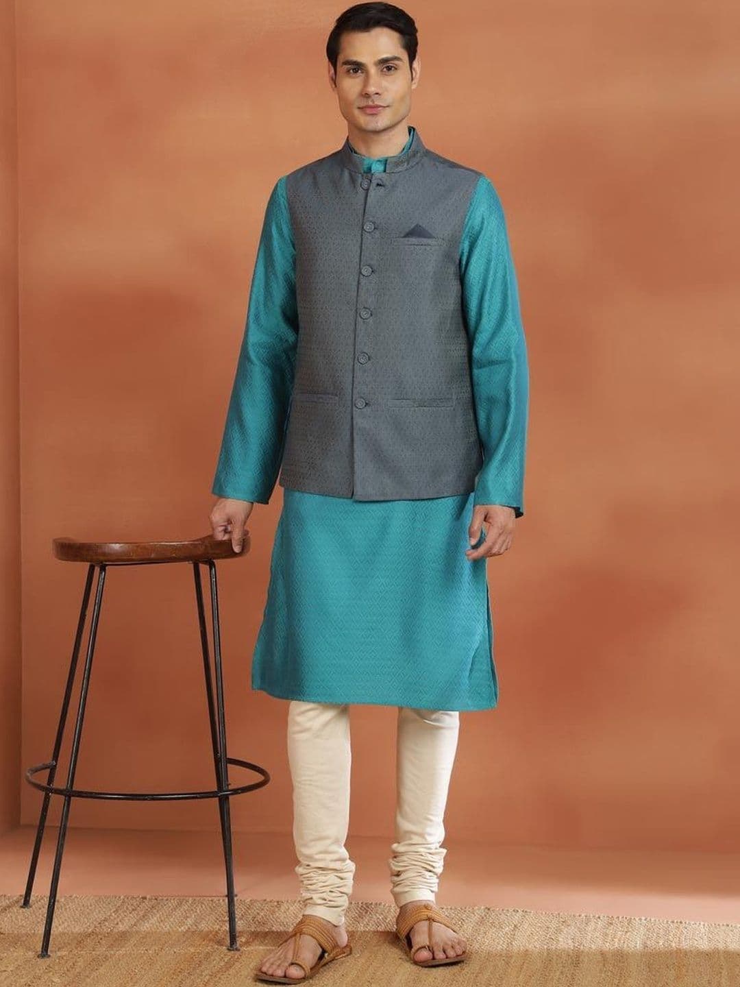 Fabindia Woven Design Woven Nehru Jackets - view 1