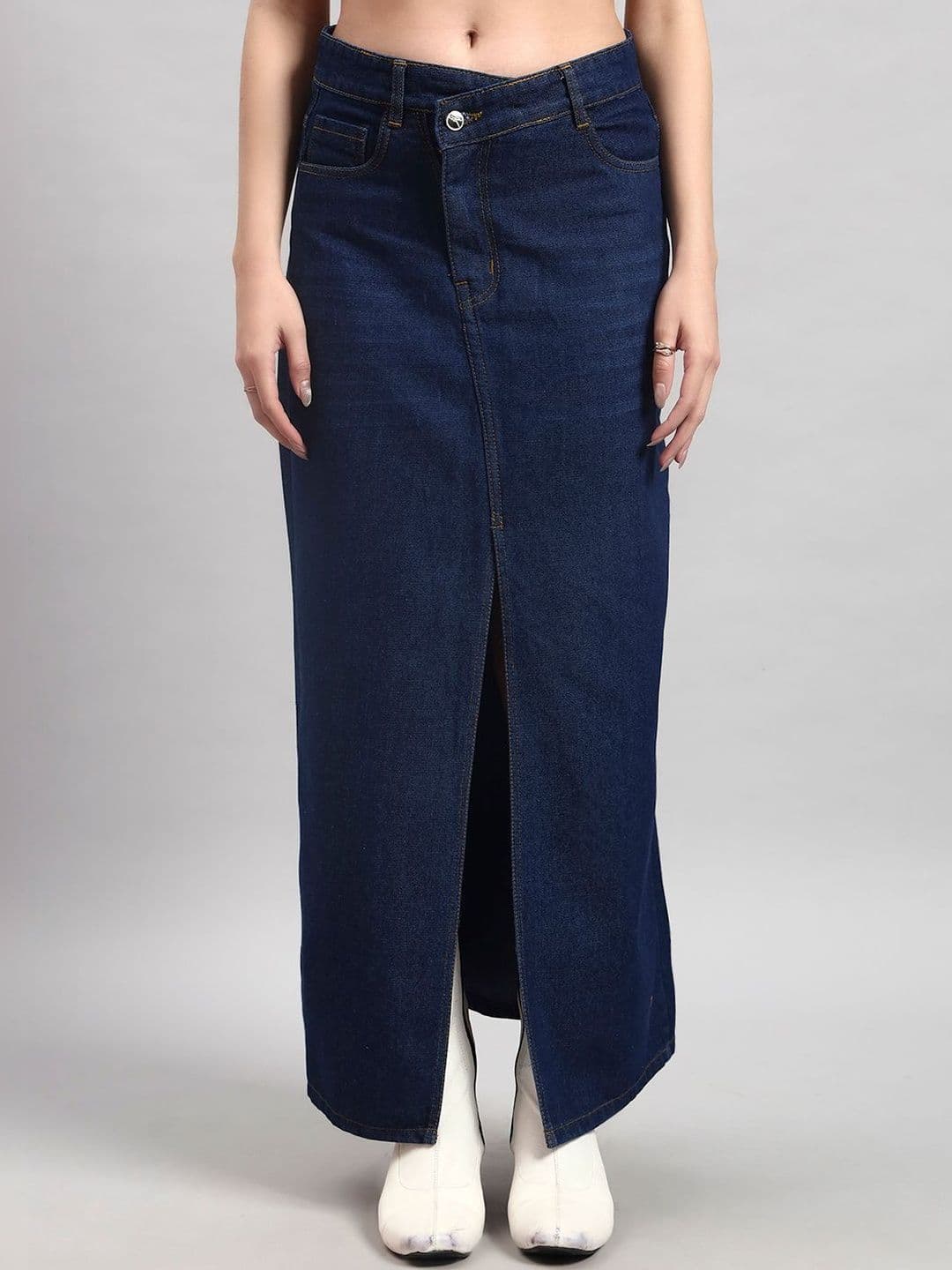all about you Women Denim Front Slit Maxi Straight Skirt - view 1