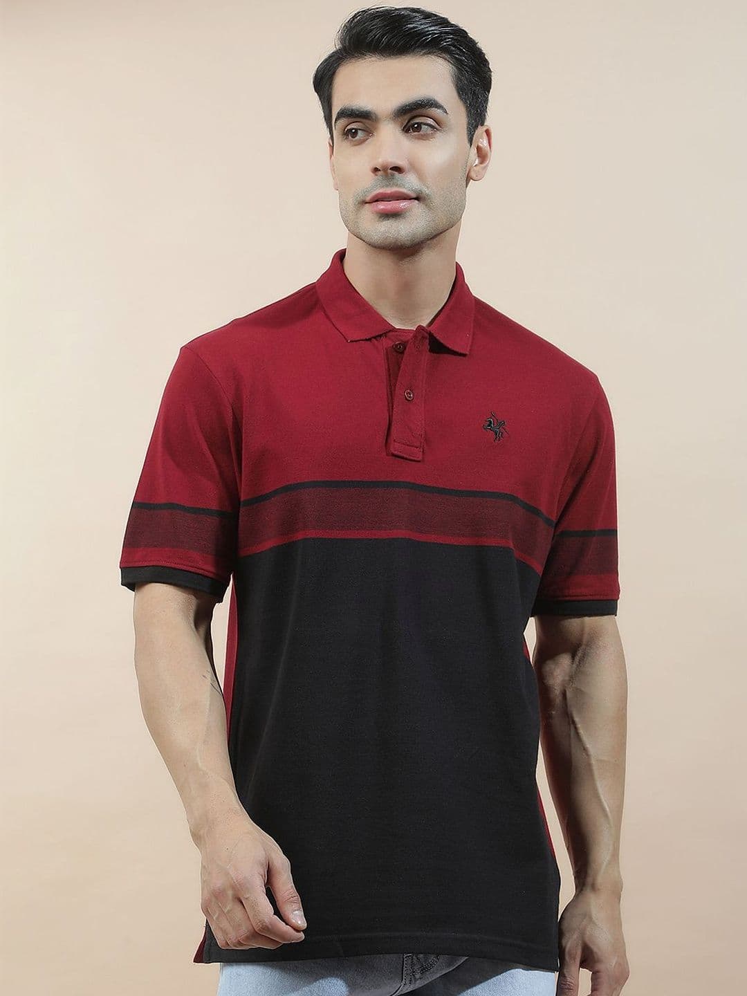 Cantabil Men Colourblocked Polo Collar T-shirt - view 1