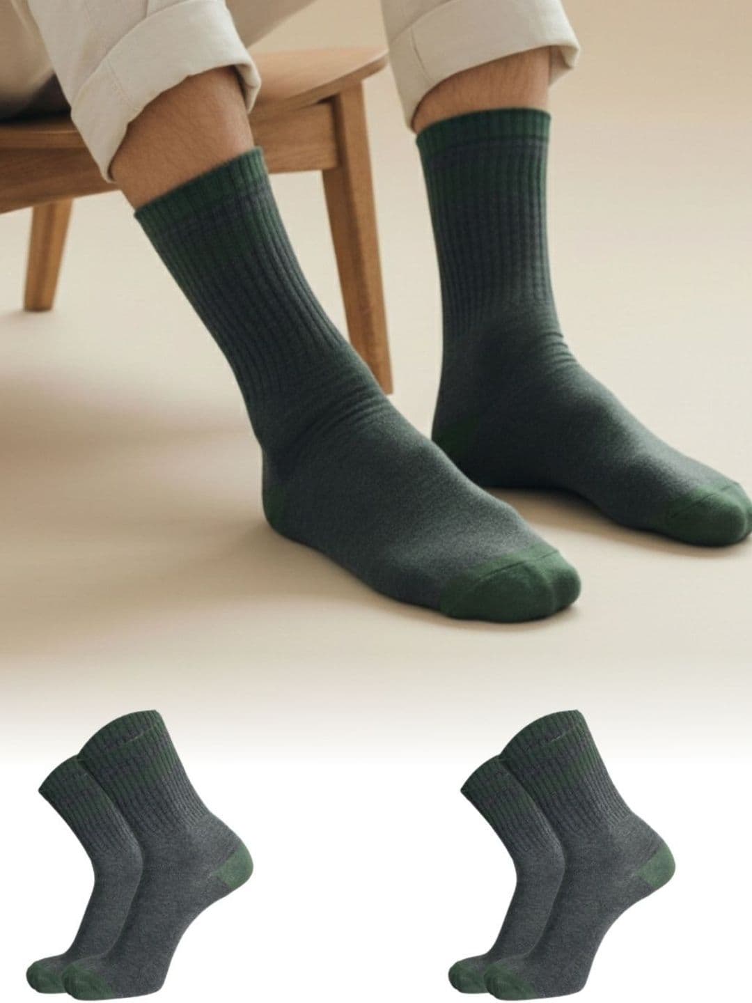 Sockscarving Men Pack of 2 Cotton Blend Colourblocked Calf Length Socks - view 1
