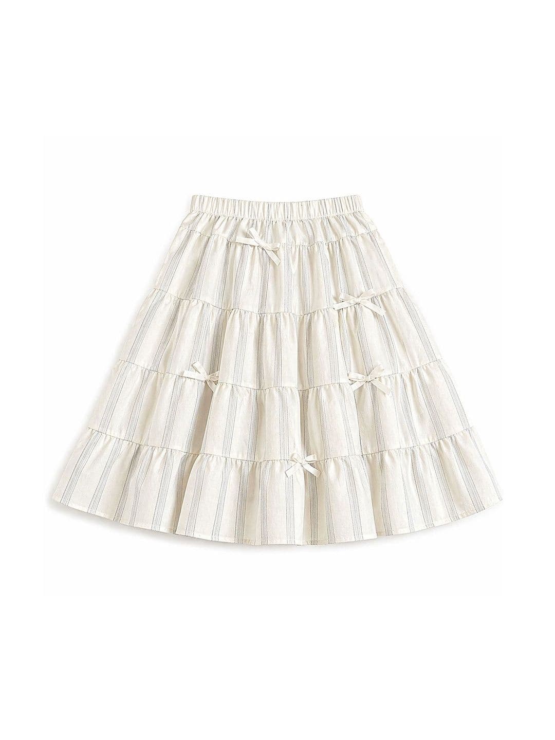 YK Girls Striped Tiered Midi Tiered Skirt - view 1