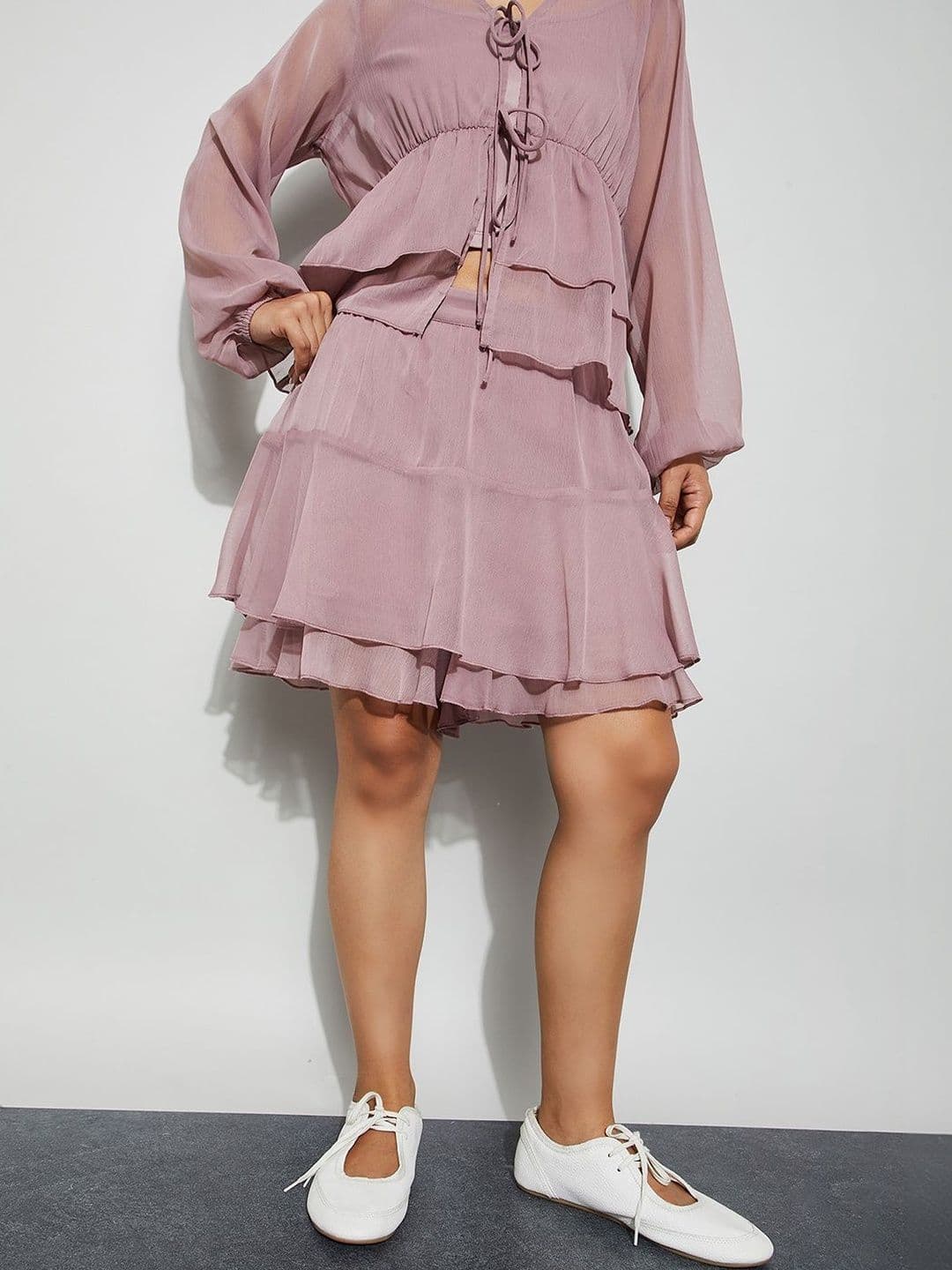Ginger by Lifestyle Women Chiffon Tiered Above Knee Tiered Skirt - view 1