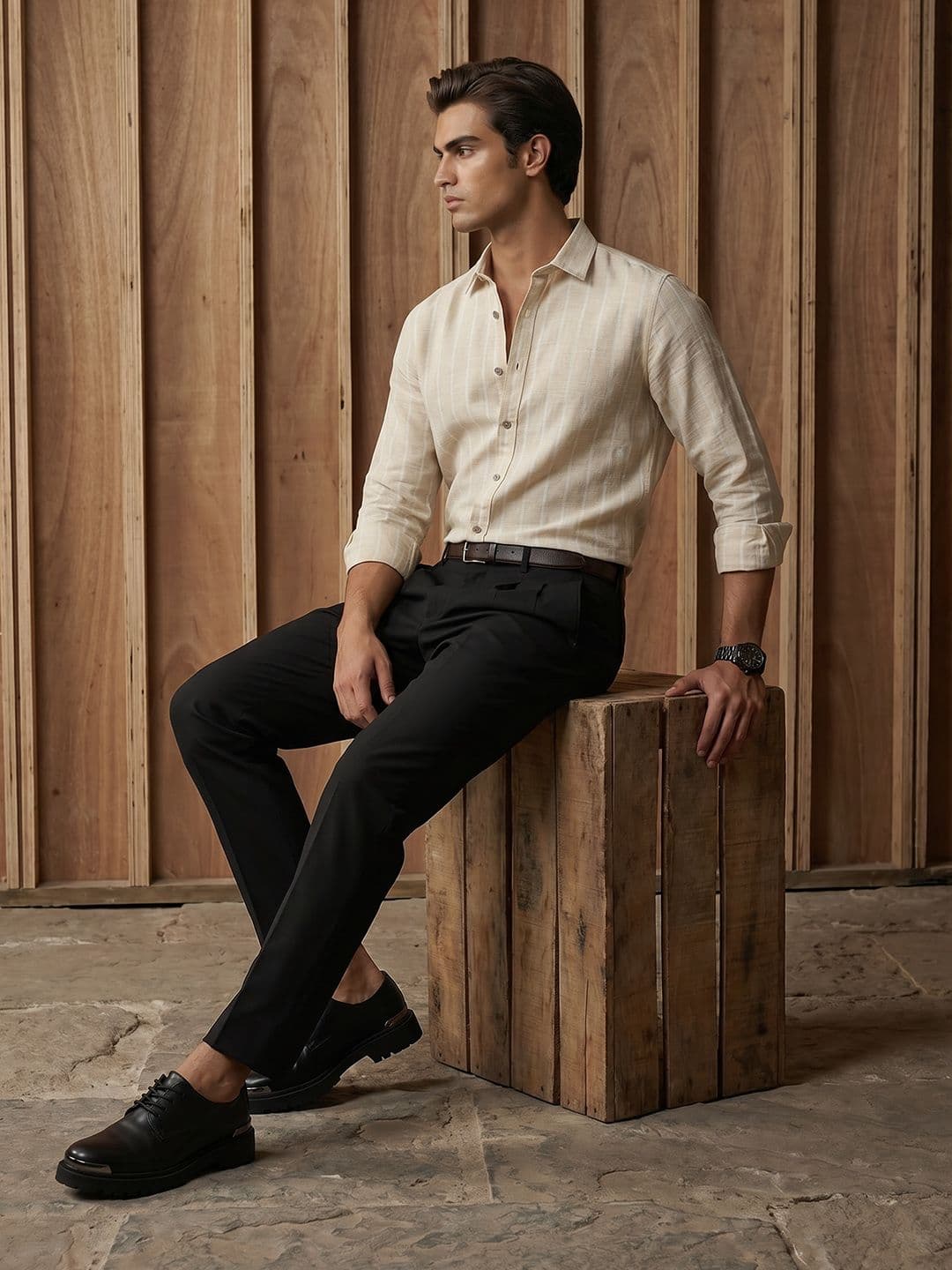 Mr Bowerbird Tailored Fit Striped Pure Cotton Casual Shirt - view 1