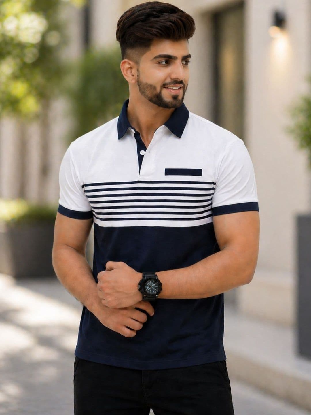 TAZO Men Colourblocked Polo Collar Pockets T-shirt - view 1