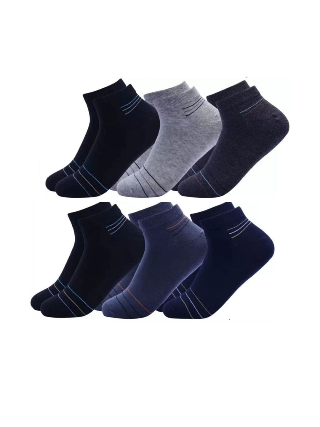 akeet trend Unisex Pack of 6 Cotton Assorted Striped Ankle Length Socks - view 1