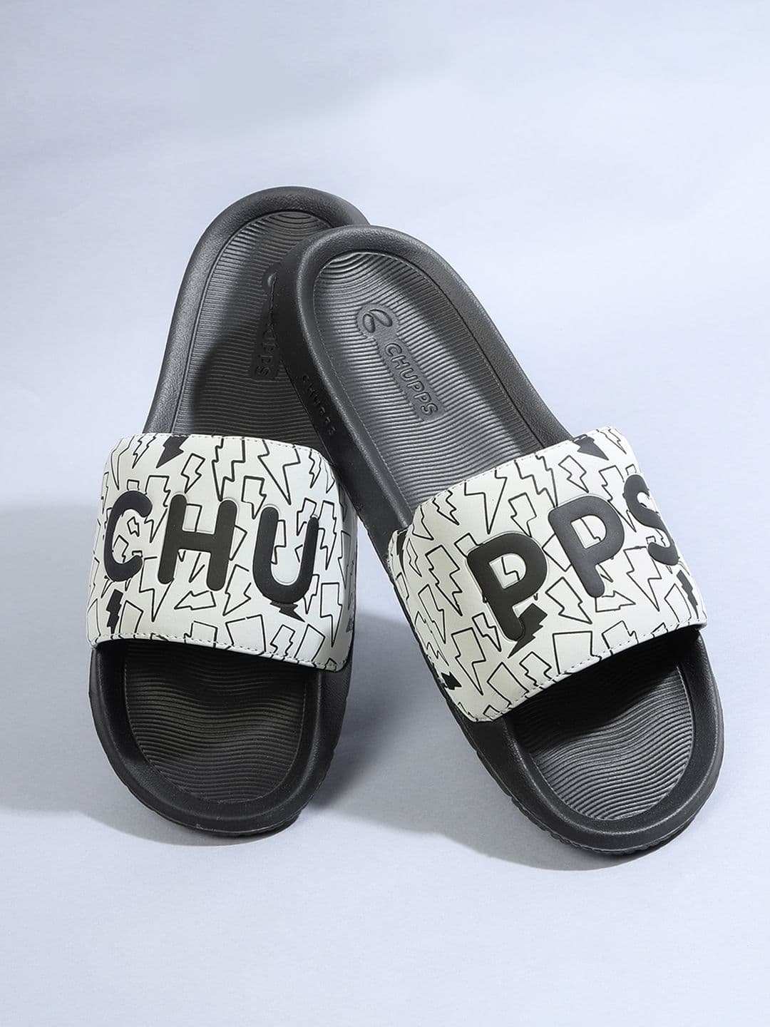 CHUPPS Men Grey Black Bolt Powergrip Orthopedic Sliders - view 1