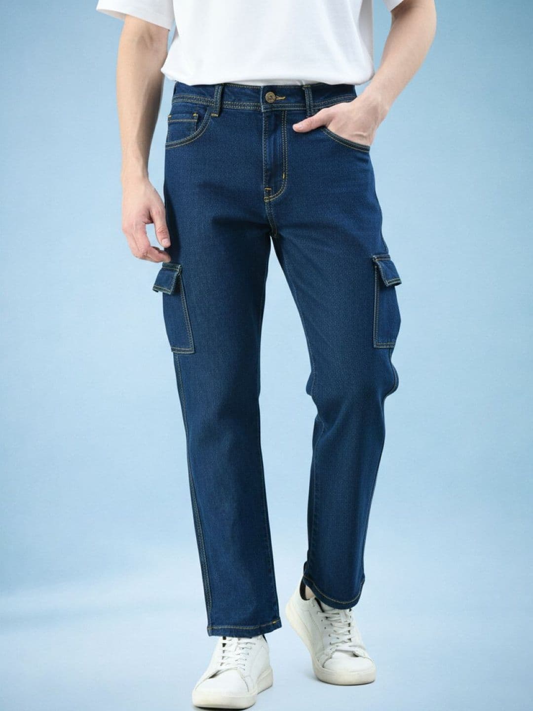 Kook N Keech Men Classic Straight Fit Mid-Rise Stretchable Jeans - view 1