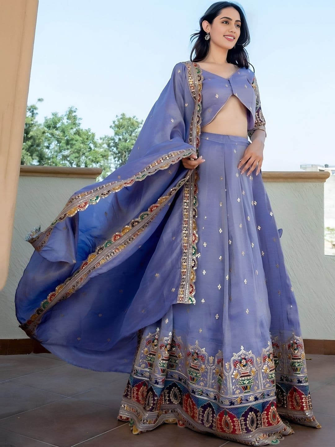 Zeel Clothing Embroidered Semi-Stitched Lehenga & Blouse With Dupatta - view 1
