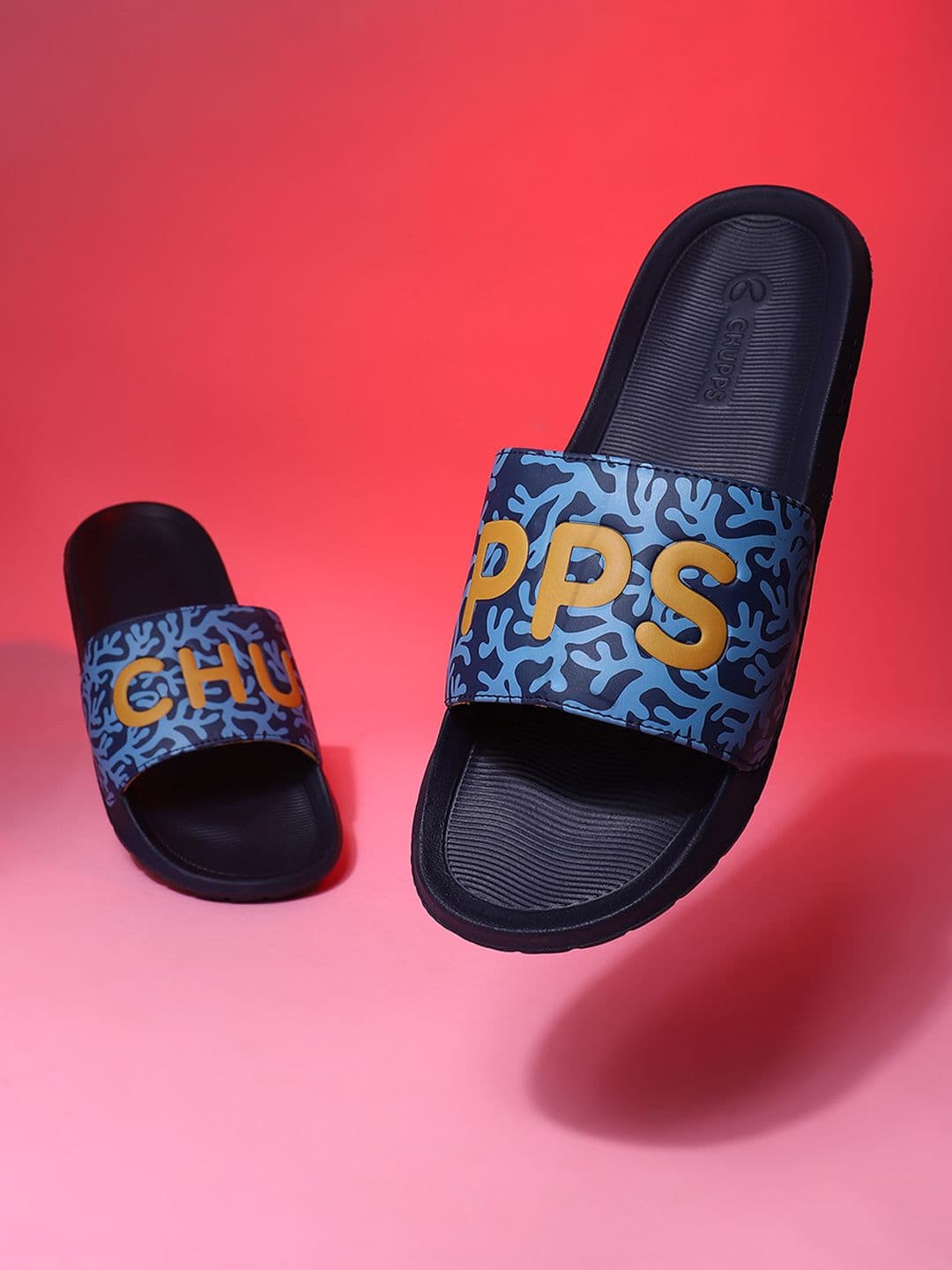 CHUPPS Men Navy Coral Orthopedic Sliders - view 1