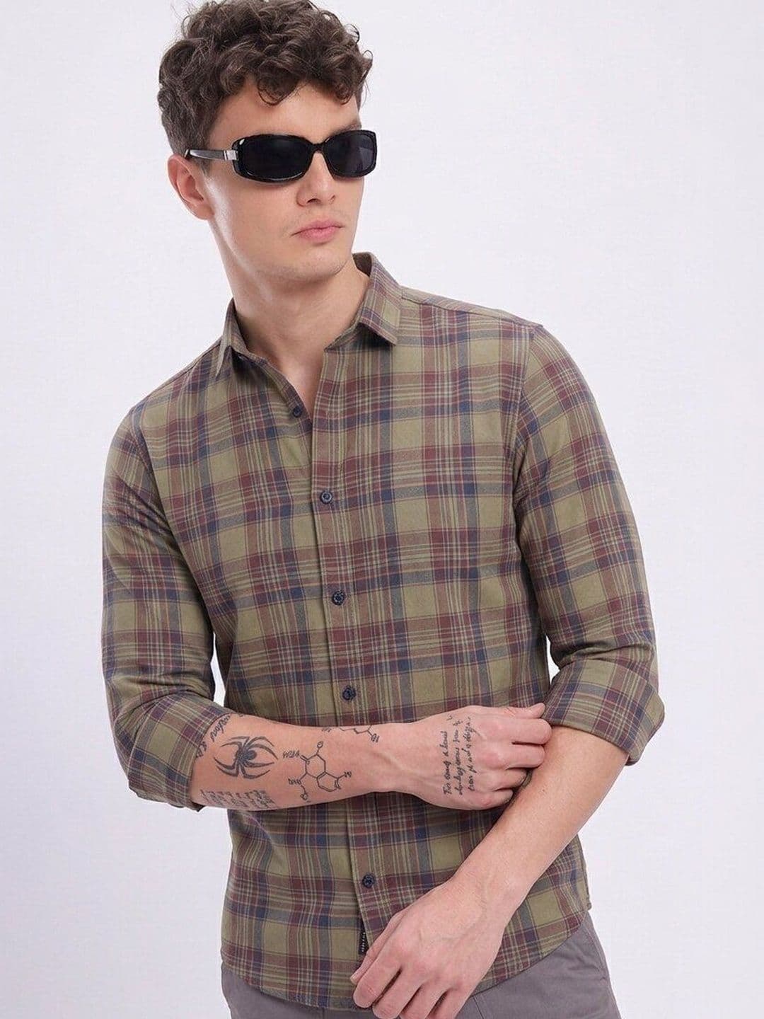 The Roadster Lifestyle Co. Checked Pure Cotton Spread Collar Casual Shirt - view 1